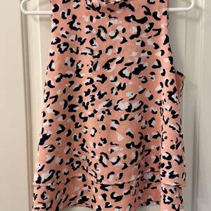 MudPie Brand Sleeveless Peach Leopard Eleanor Top-Small